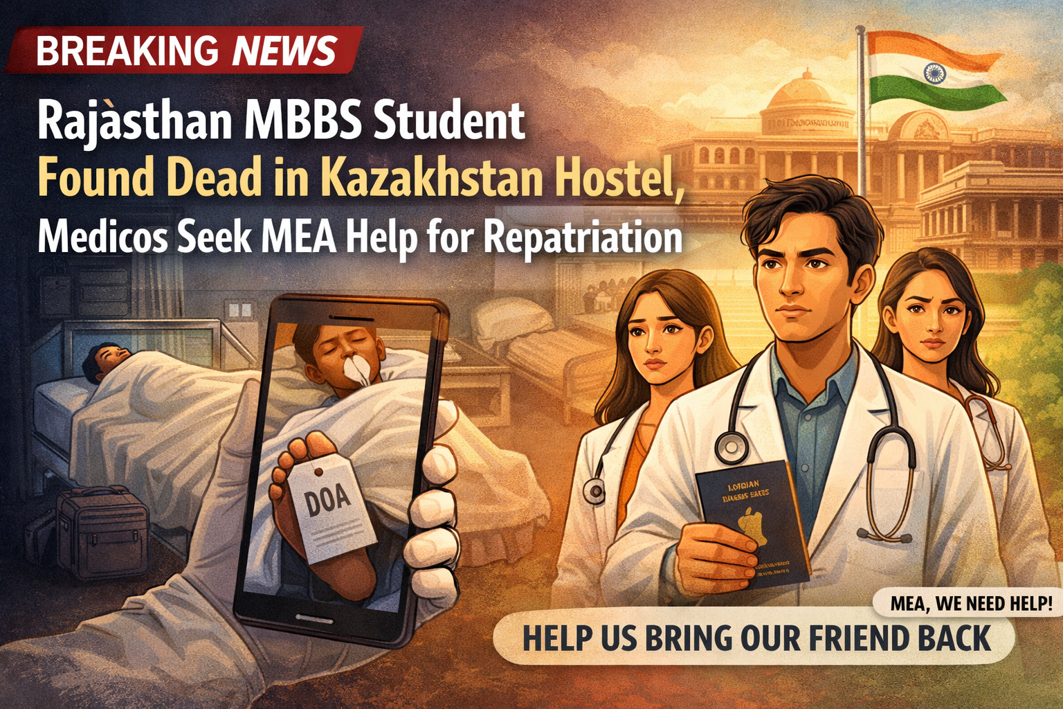 Rajasthan MBBS Student Found Dead in Kazakhstan Hostel, Medicos Seek MEA Help for Repatriation